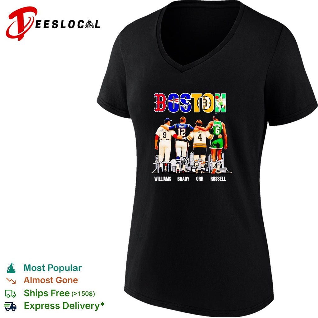 Boston sports legends Williams Brady Orr Russell shirt