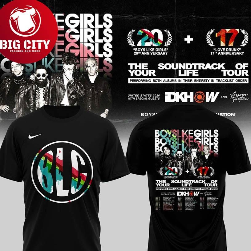 Boys Like Girls The Soundtrack of Your Life 2026 Tour Two Sided Shirt