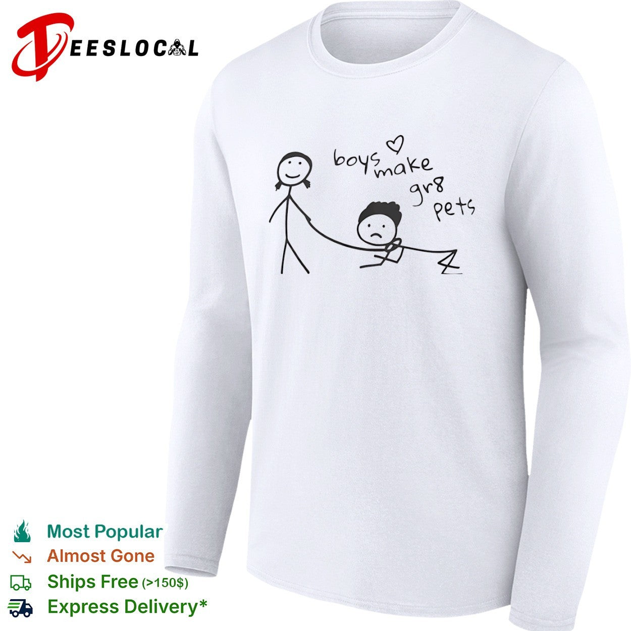 Boys make gr8 pets stick figure doodle shirt
