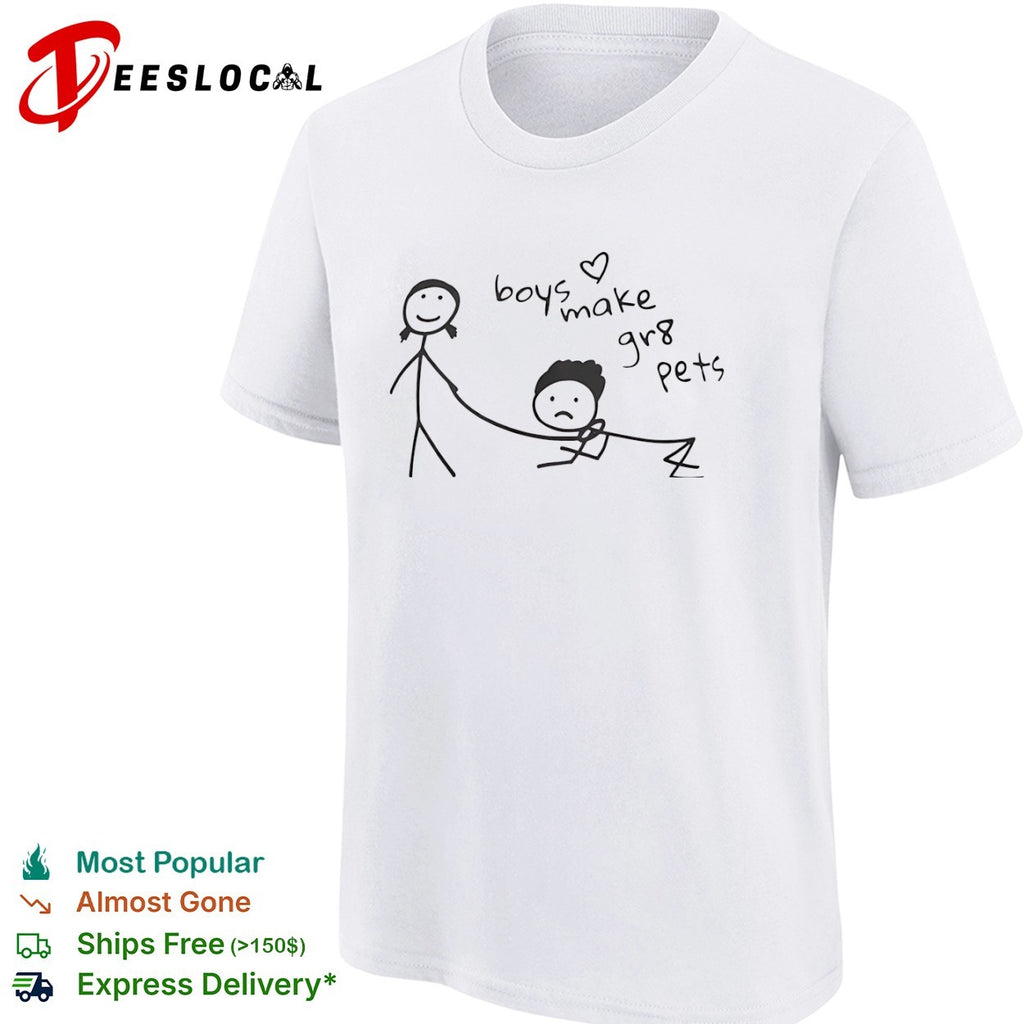 Boys make gr8 pets stick figure doodle shirt