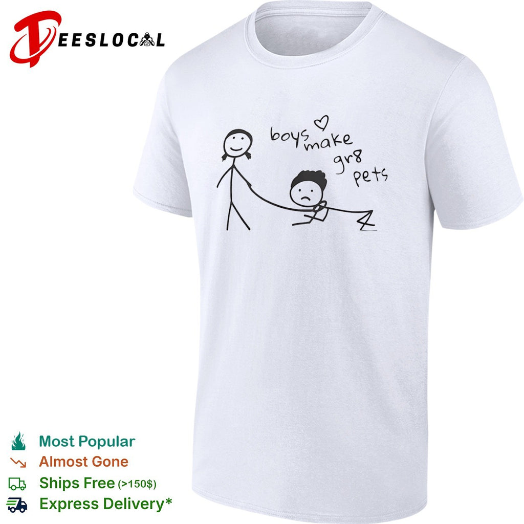 Boys make gr8 pets stick figure doodle shirt