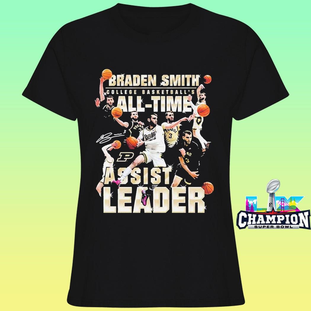 Braden Smith Purdue Boilermakers Men’s College Basketball 2026 All Time Assist Leader Shirt