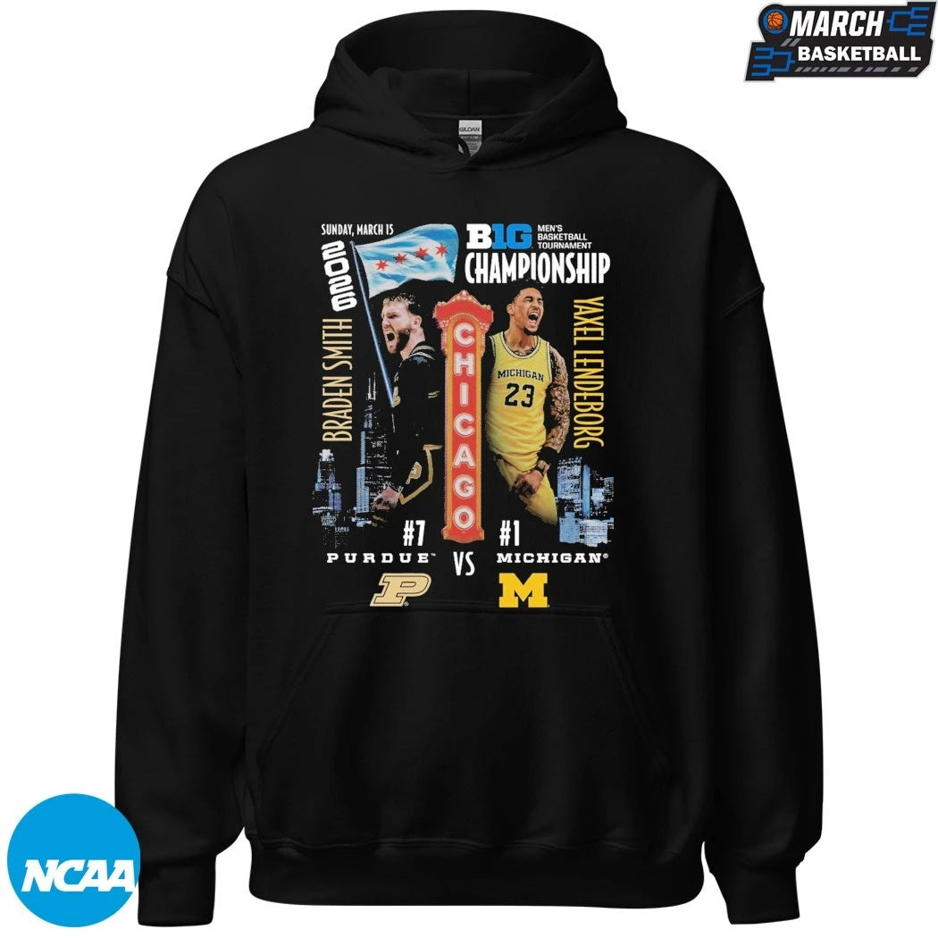 Braden Smith Purdue Boilermakers Vs Yaxel Lendeborg Michigan Wolverines Big Ten Championship Men’s Basketball Matchup Chicago 2026 T-shirts