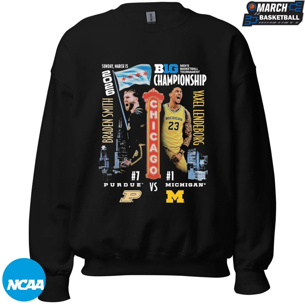 Braden Smith Purdue Boilermakers Vs Yaxel Lendeborg Michigan Wolverines Big Ten Championship Men’s Basketball Matchup Chicago 2026 T-shirts