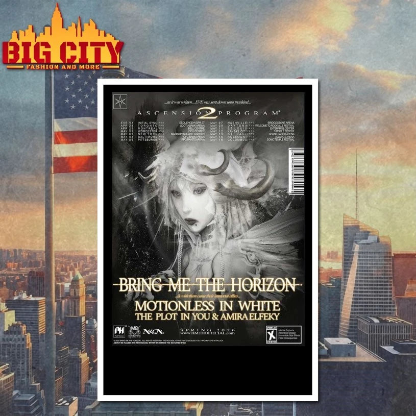 Bring Me the Horizon Ascension Program 2 As It Was Written EVE Was Sent Down Unto Mankind North American City Dates Home Decor Poster Shirt