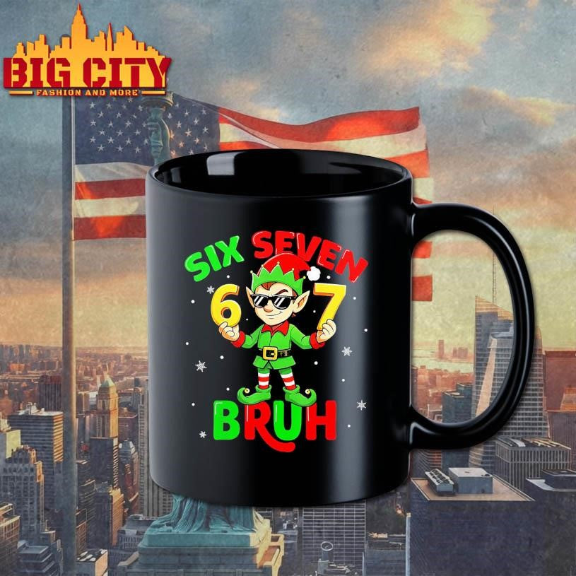Bruh 67 Six Seven 6 7 Meme Elf Christmas Shirt