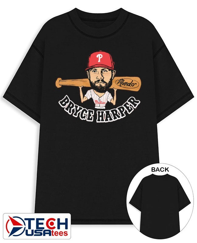 Bryce Harper Mondo bat Philadelphia Phillies superstar caricature shirt