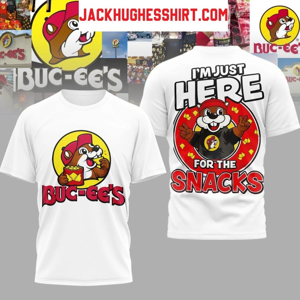 Buc-ee’s I’m Just Here For The Snacks Logo Two Sided Hoodie T-Shirt