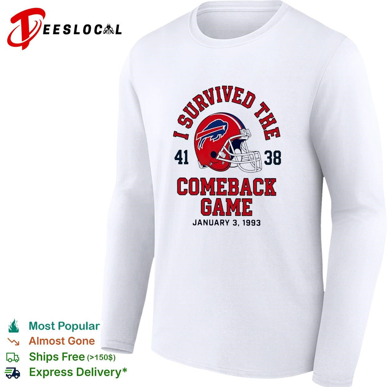 Buffalo Bills I survived the comeback game 41-38 January 3 1993 vintage shirt
