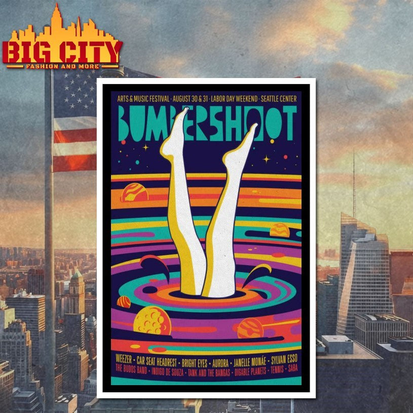 Bumbershoot Arts And Music Festival Aug 30-31 2025 Labor Day weekend at Seattle Center Poster Shirts