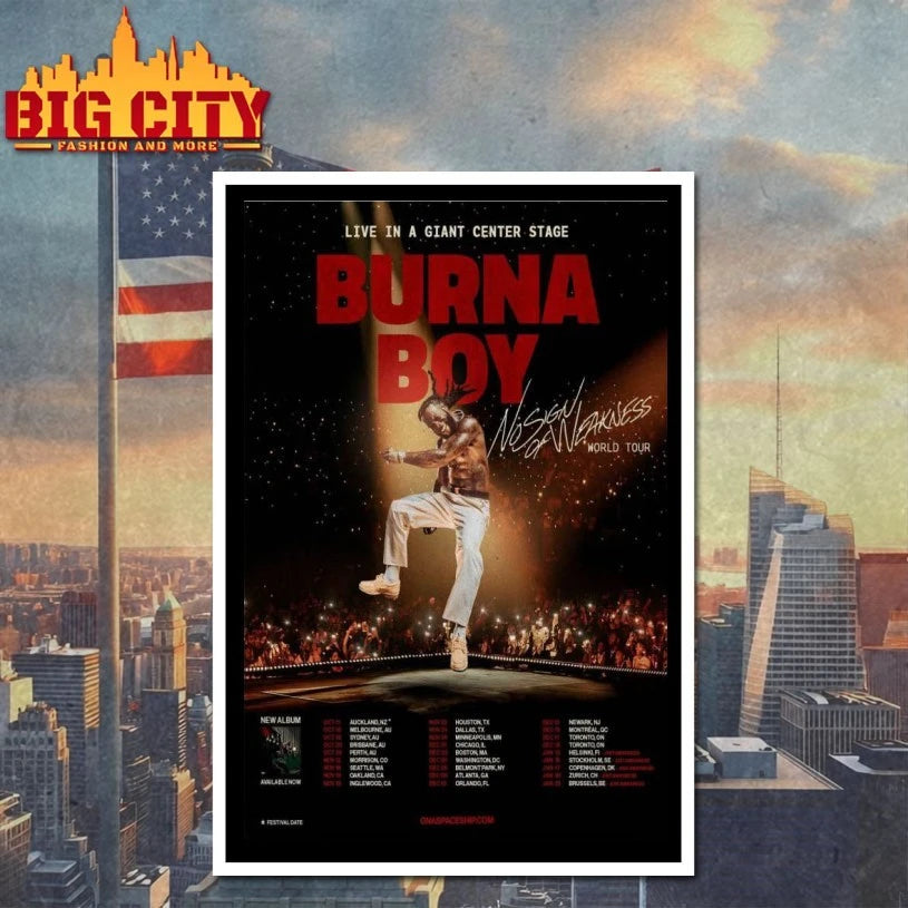 Burna Boy No Sign Of Weakness World Tour 2025 Poster shirt