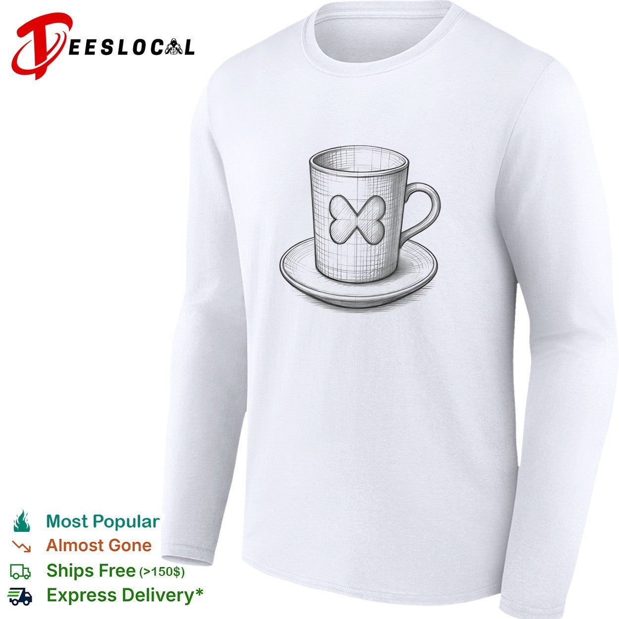 Butterfly teacup and saucer sketch shirt
