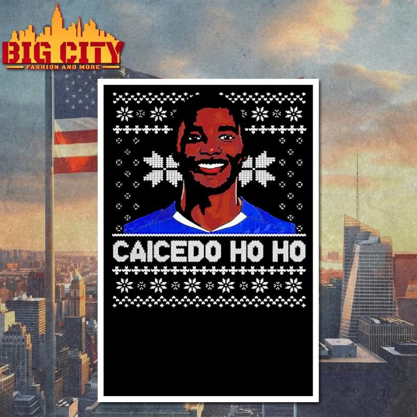 Caicedo Chelsea FC ho ho Moises Caicedo ugly Christmas shirt