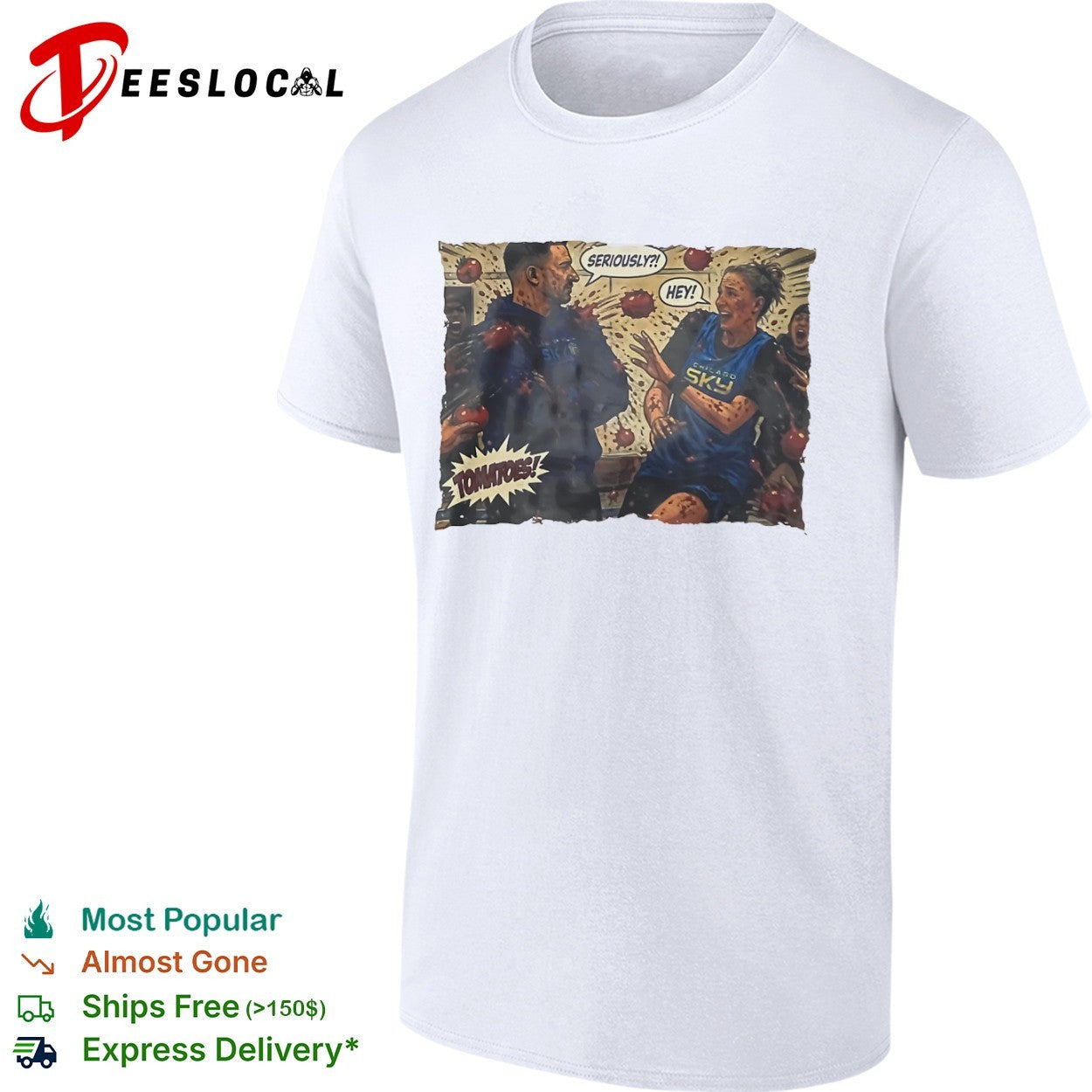 Caitlin Clark Chicago Sky WNBA Seriously Hey Tomatoes Shirt