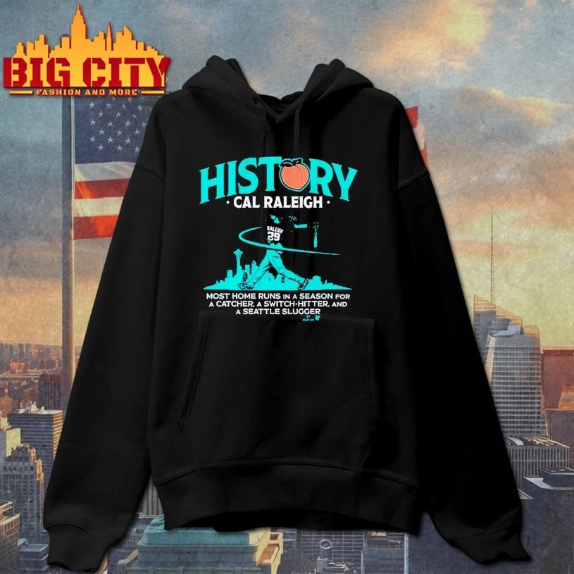 Cal Raleigh History For Big Dumper Most Home Runs In A Season For A Catcher A Switch Hitter And A Seattle Slugger Shirt