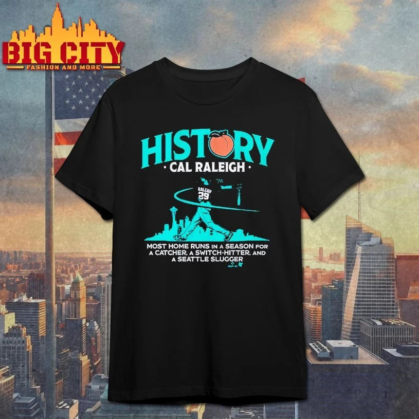 Cal Raleigh History For Big Dumper Most Home Runs In A Season For A Catcher A Switch Hitter And A Seattle Slugger Shirt