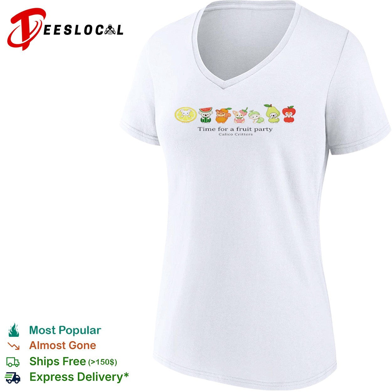 Calico Critters Time for a fruit party lemon watermelon orange strawberry melon shirt