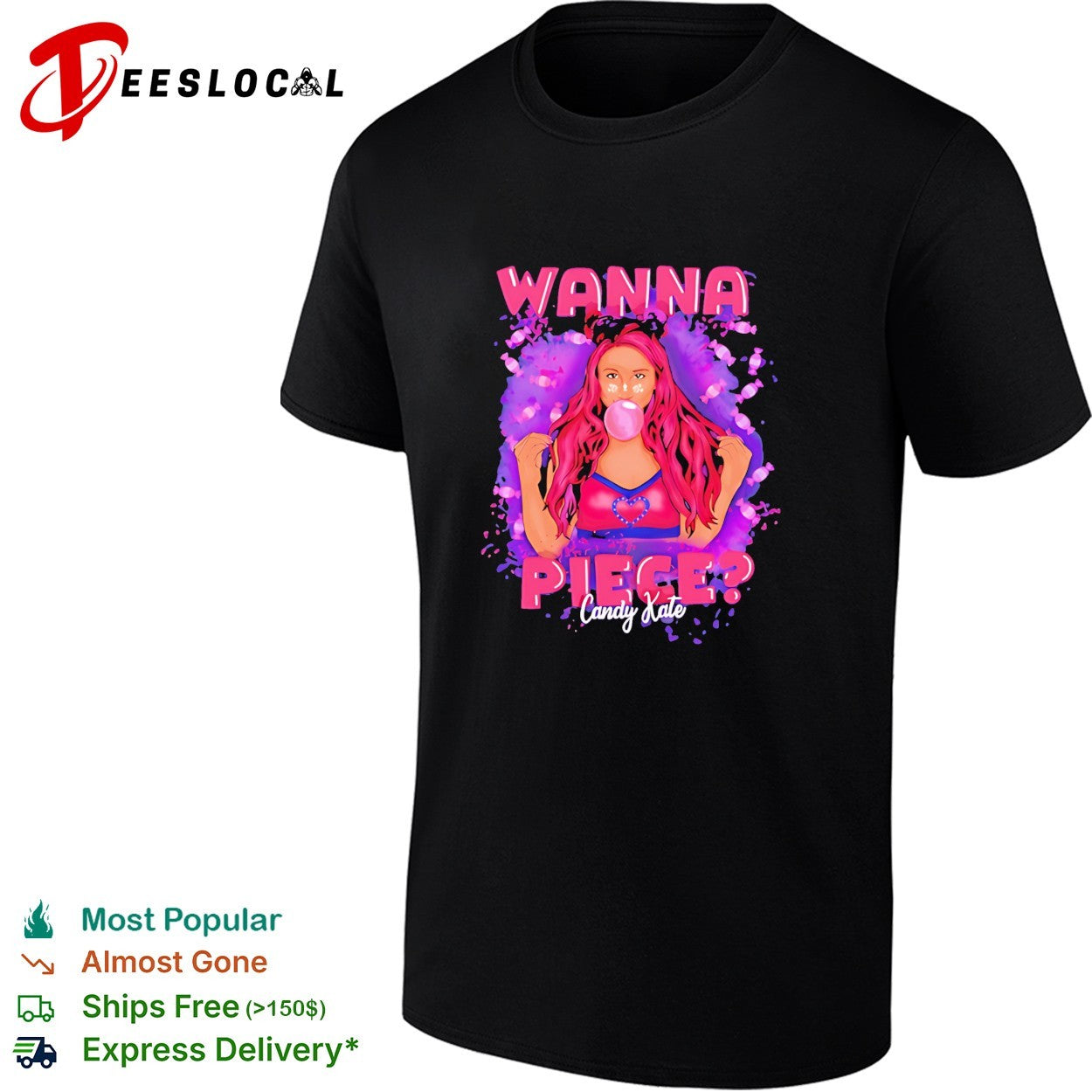 Candy Kate wanna piece love wrestling bubblegum shirt