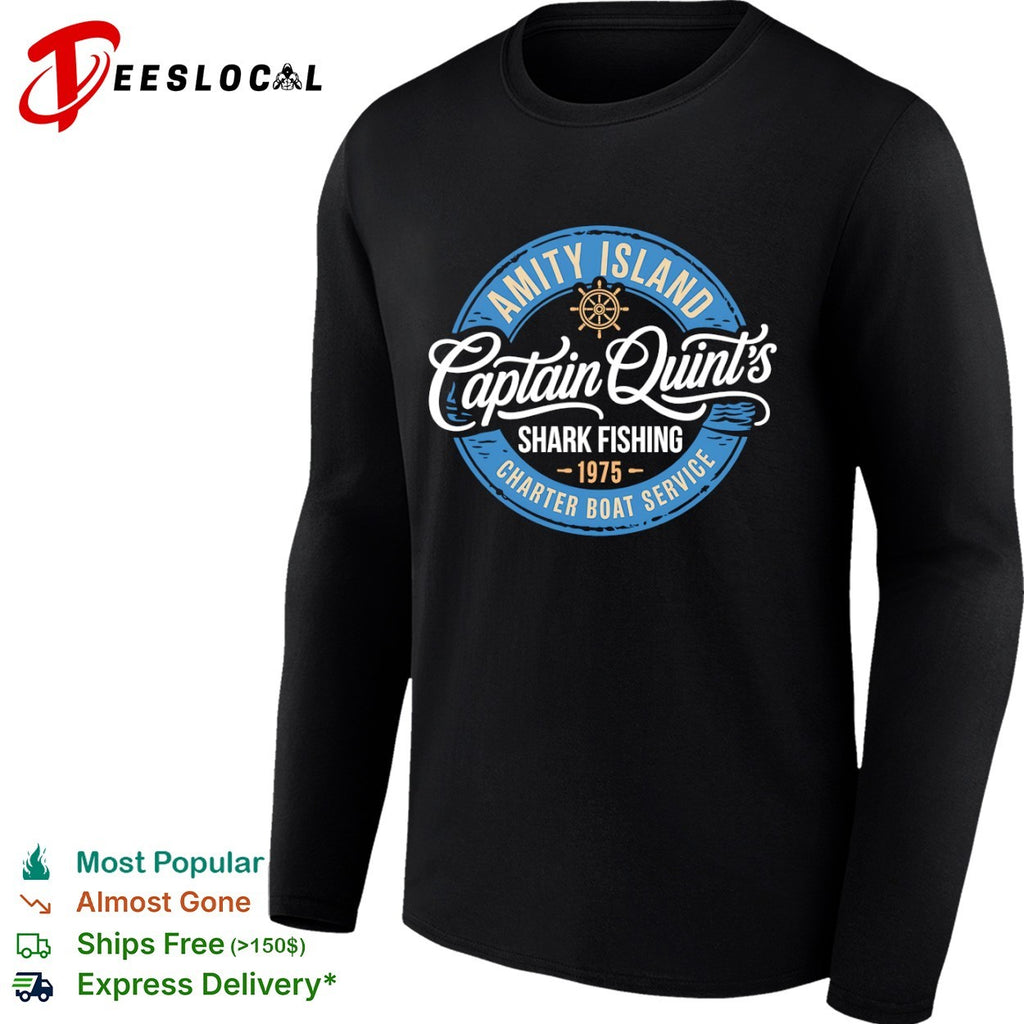 Captain Quint Amity Island shark fishing ship wheel charter boat service 1975 shirt