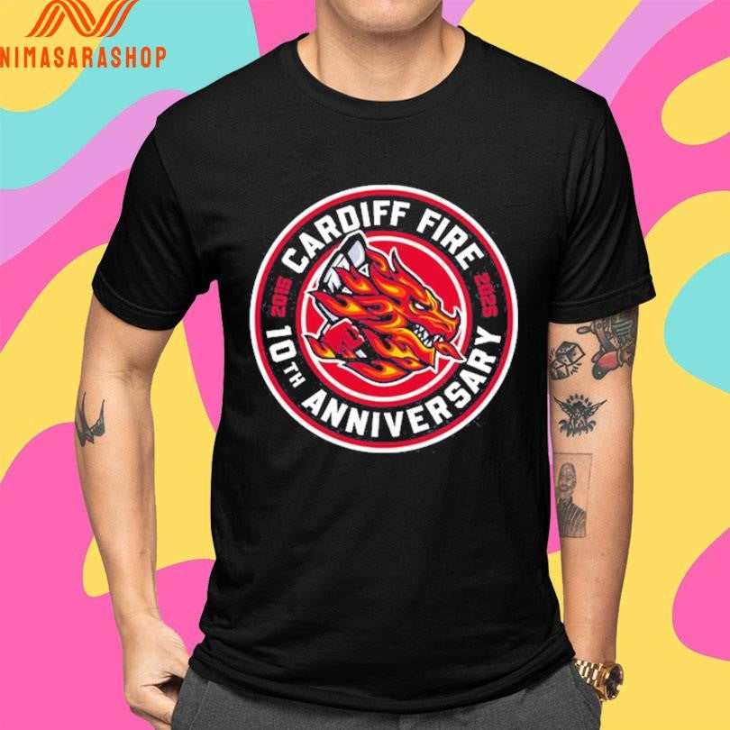 Cardiff Fire 10th Anniversary 2015 Logo Shirts
