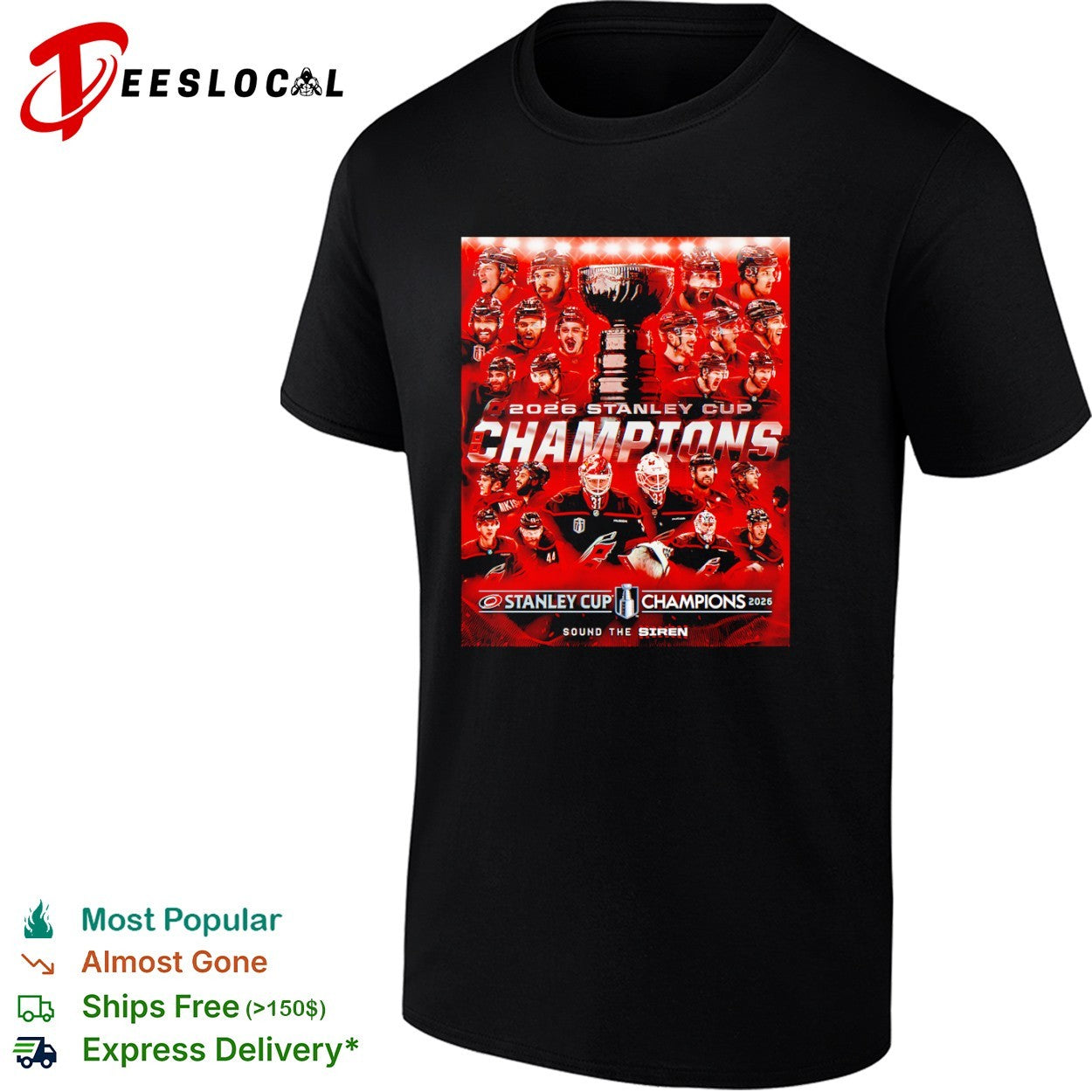 Carolina Hurricanes 2026 Stanley Cup Champions Sound the Siren Roster Team shirt