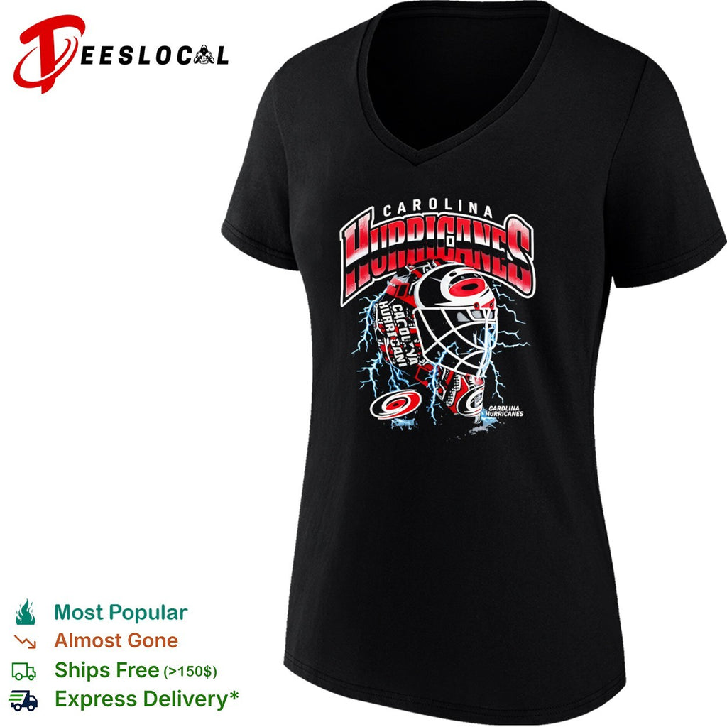 Carolina Hurricanes Goal Mask Lightning Logo NHL Hockey Shirt