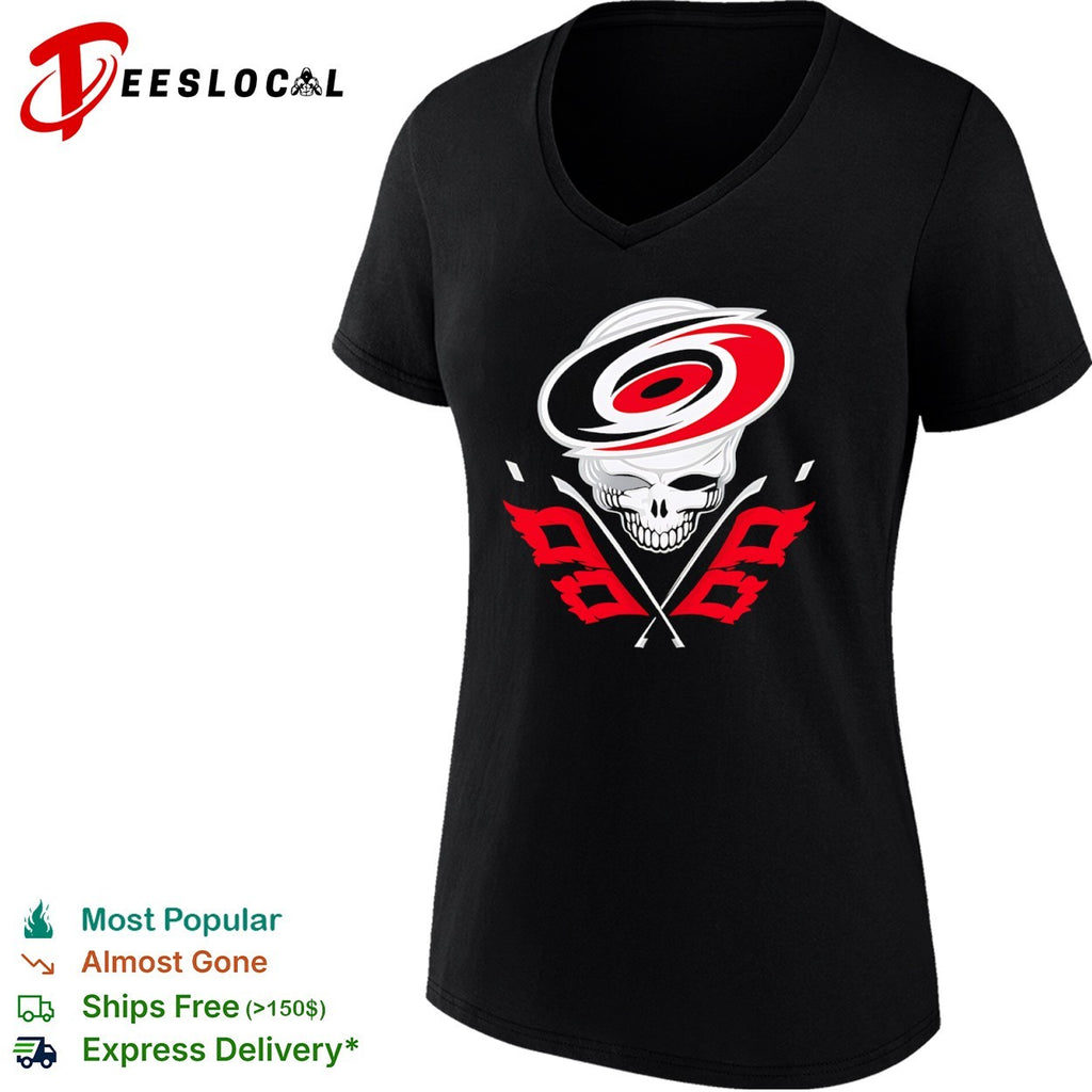 Carolina Hurricanes Grateful Dead Skull Ice Hockey Flag shirt