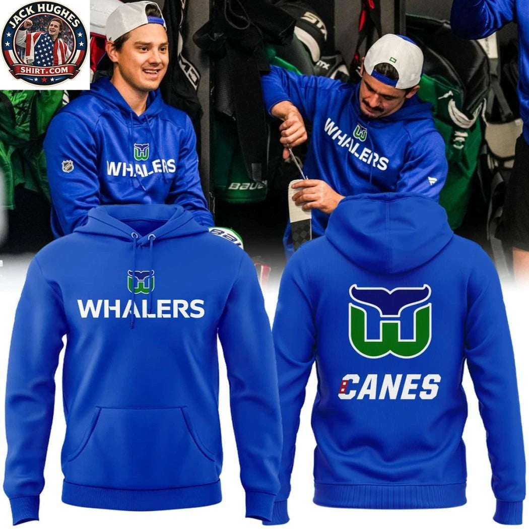 Carolina Hurricanes Whalers Night 2026 Blue Celebration Logo Two Sided Graphic T-Shirt