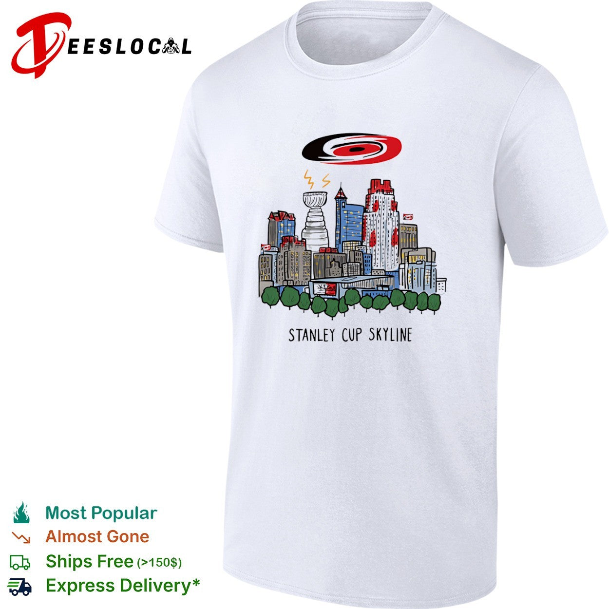 Carolina Hurricanes city buildings Stanley Cup skyline shirt