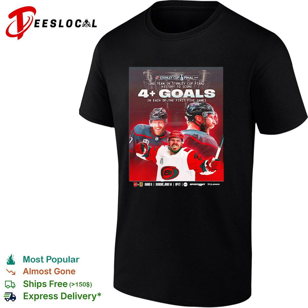 Carolina Hurricanes record-breaking 4 plus goals each first five finals games history stat art shirt