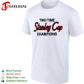 Carolina Hurricanes red text two time Stanley Cup champions shirt
