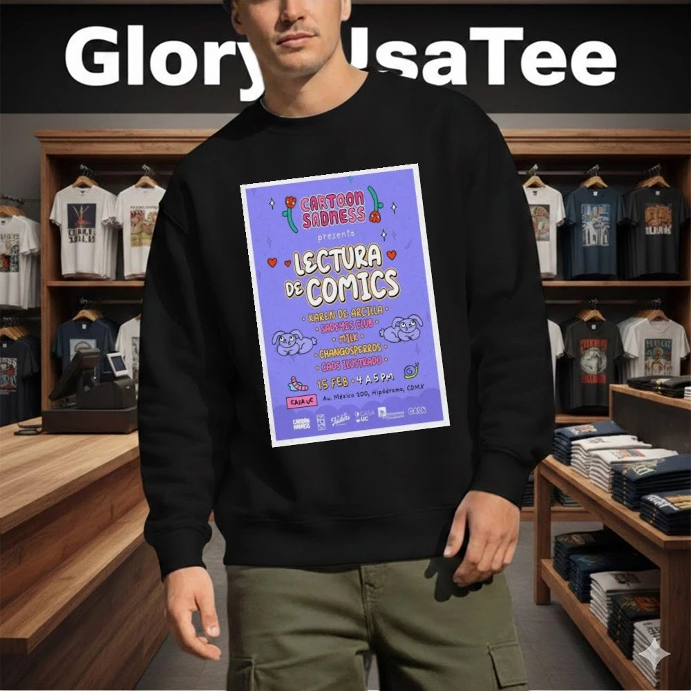 Cartoon Sadness Poster Lectura De Cómics 15 Feb 2026-Portrait – Poster Shirt