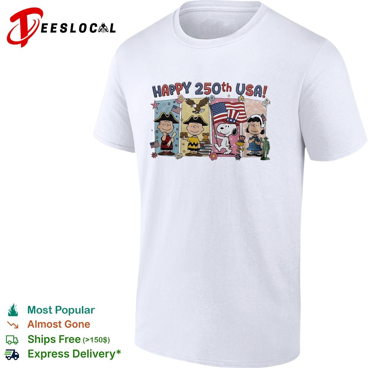 Cartoon group happy 250th USA flags shirt