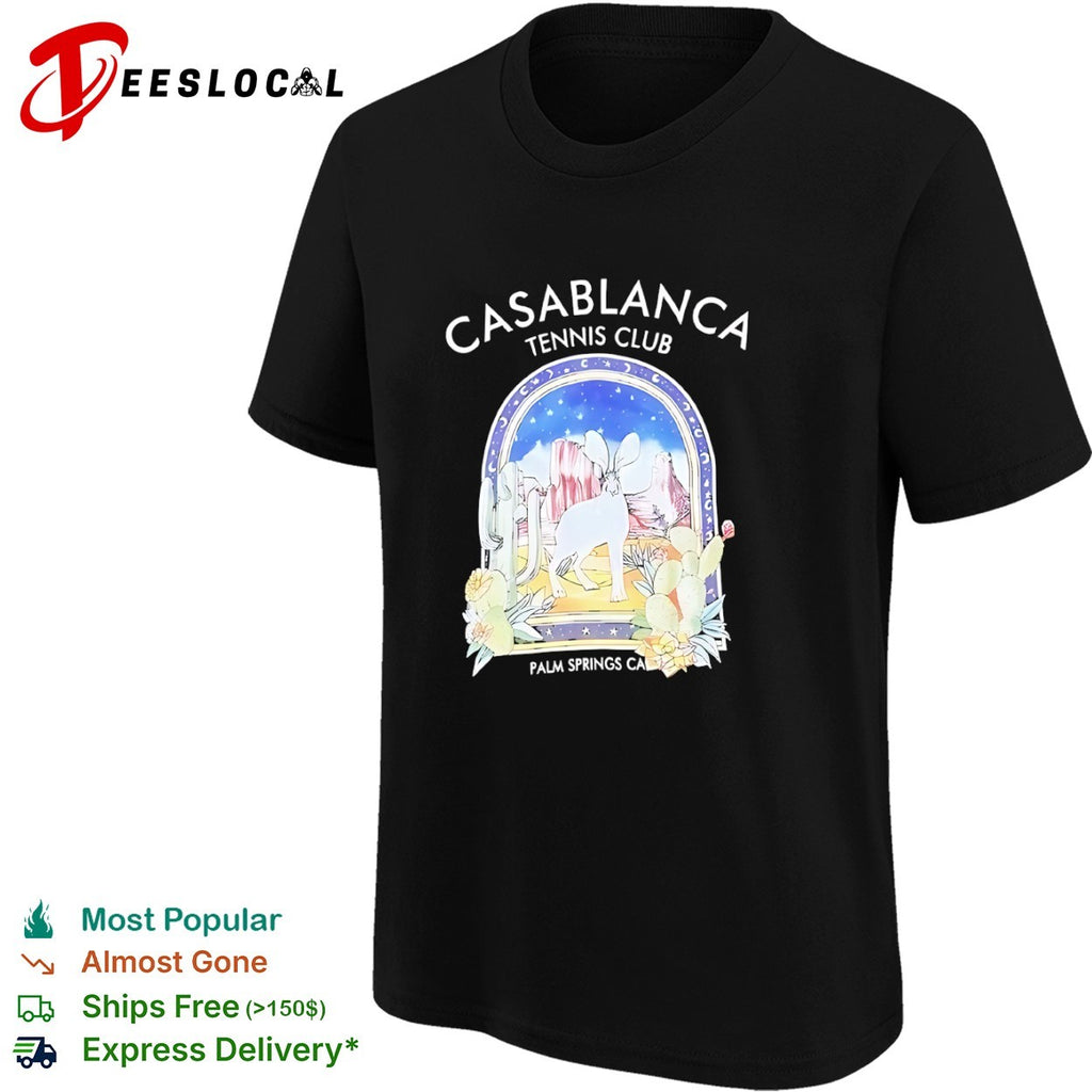 Casablanca Tennis Club Palm Springs California desert rabbit cactus graphic shirt