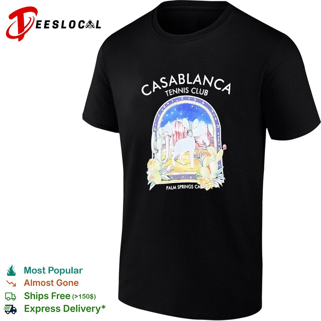 Casablanca Tennis Club Palm Springs California desert rabbit cactus graphic shirt
