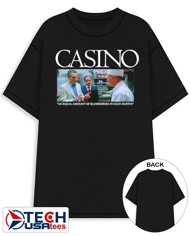 Casino an equal amount of blueberries in each muffin shirt
