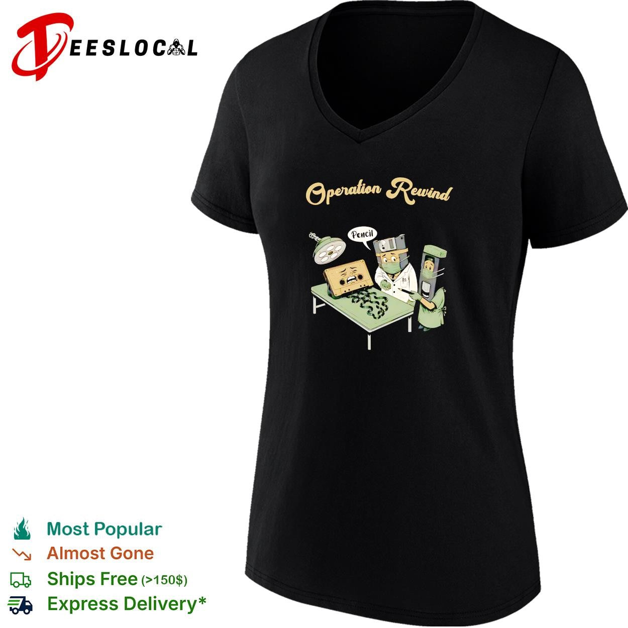 Cassette tape pencil surgeons operation rewind shirt