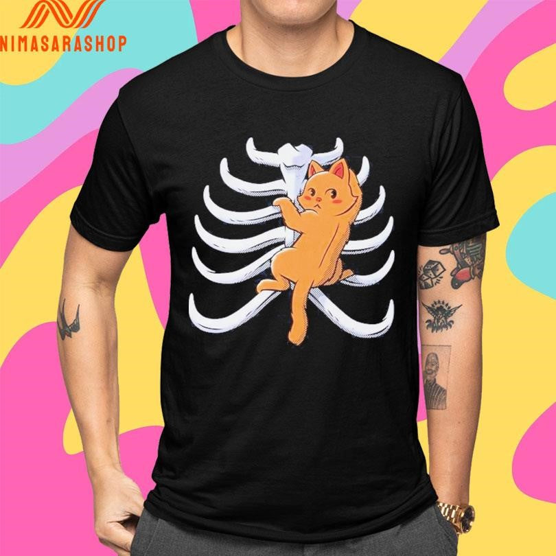 Cat Climbing Rib Cage Shirts