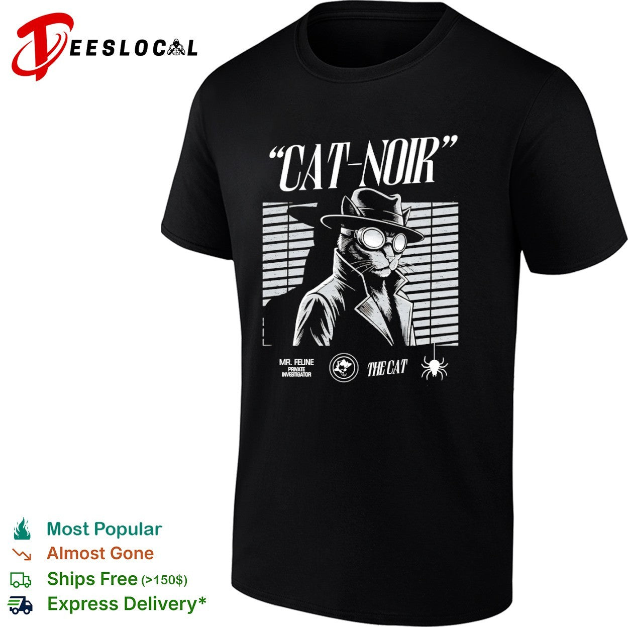 Cat Noir Mr Feline Private Investigator The Cat noir film noir detective shirt