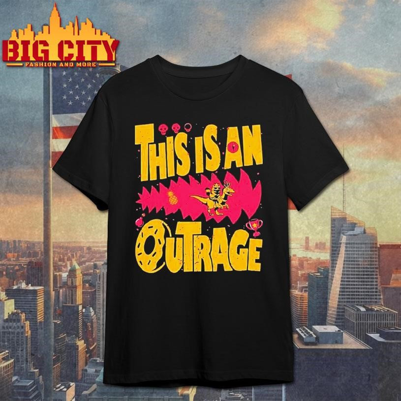 Cat Riding Dinosaur This Is An Outrage Shirt