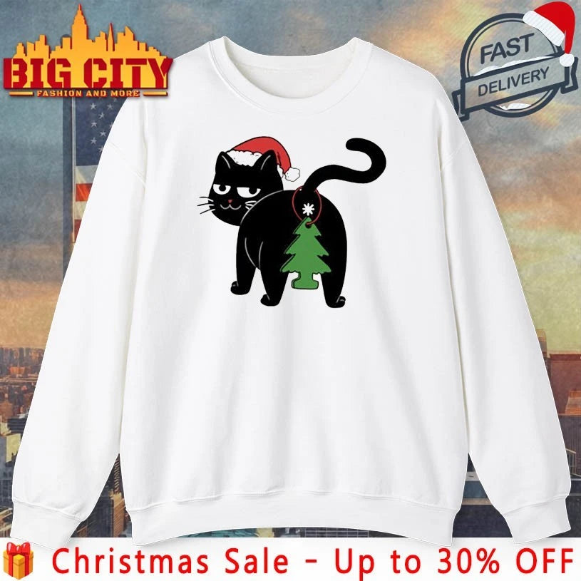 Cat and the Christmas Tree Star shirt