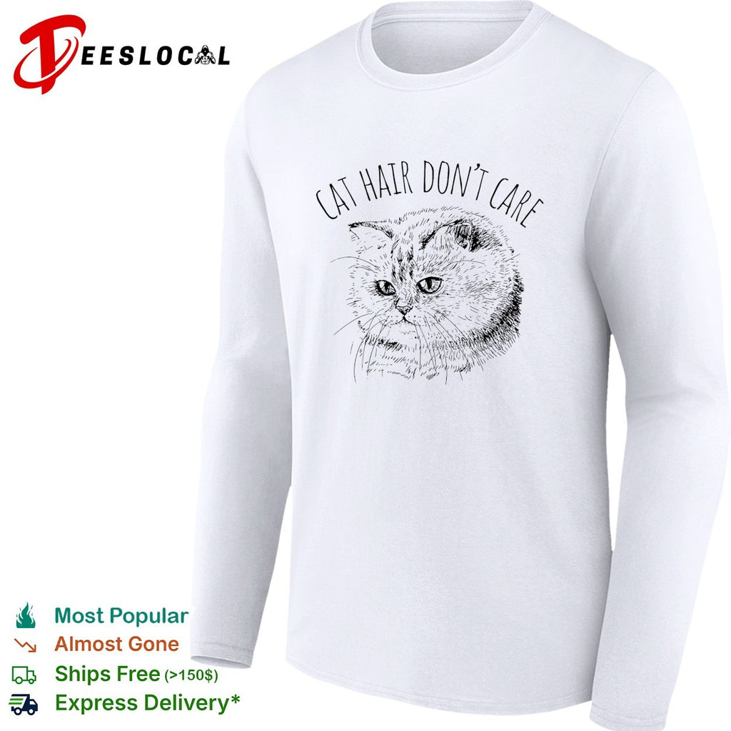 Cat hair don’t care grumpy cat sketch minimalist art shirt