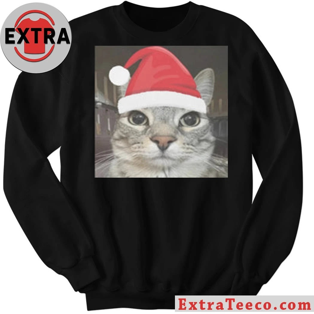 Cat in a Santa Hat Cringe Shirt