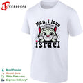 Cat resting chin on paws man I love Israel shirt