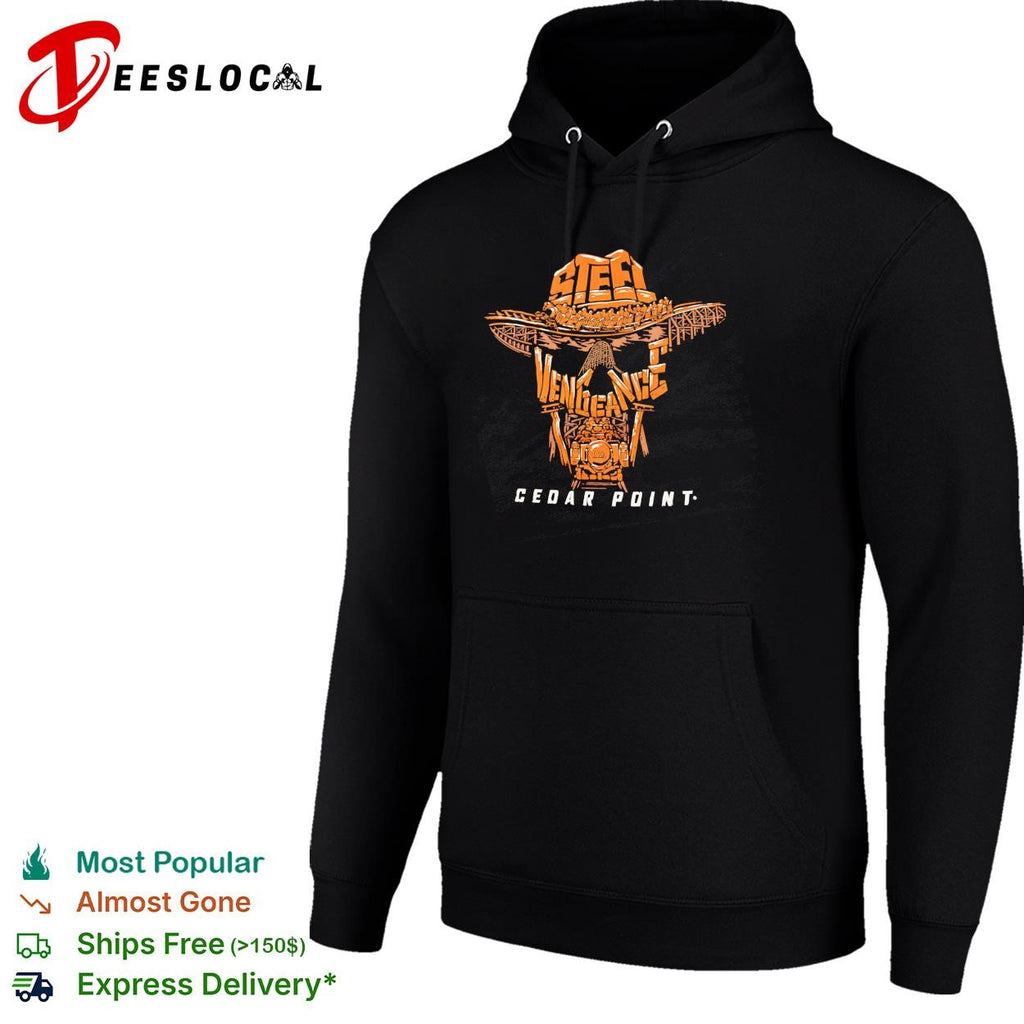Cedar Point Steel Vengeance cowboy hat roller coaster shirt