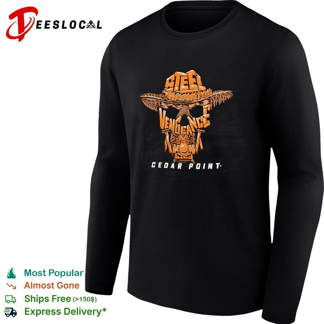 Cedar Point Steel Vengeance cowboy hat roller coaster shirt