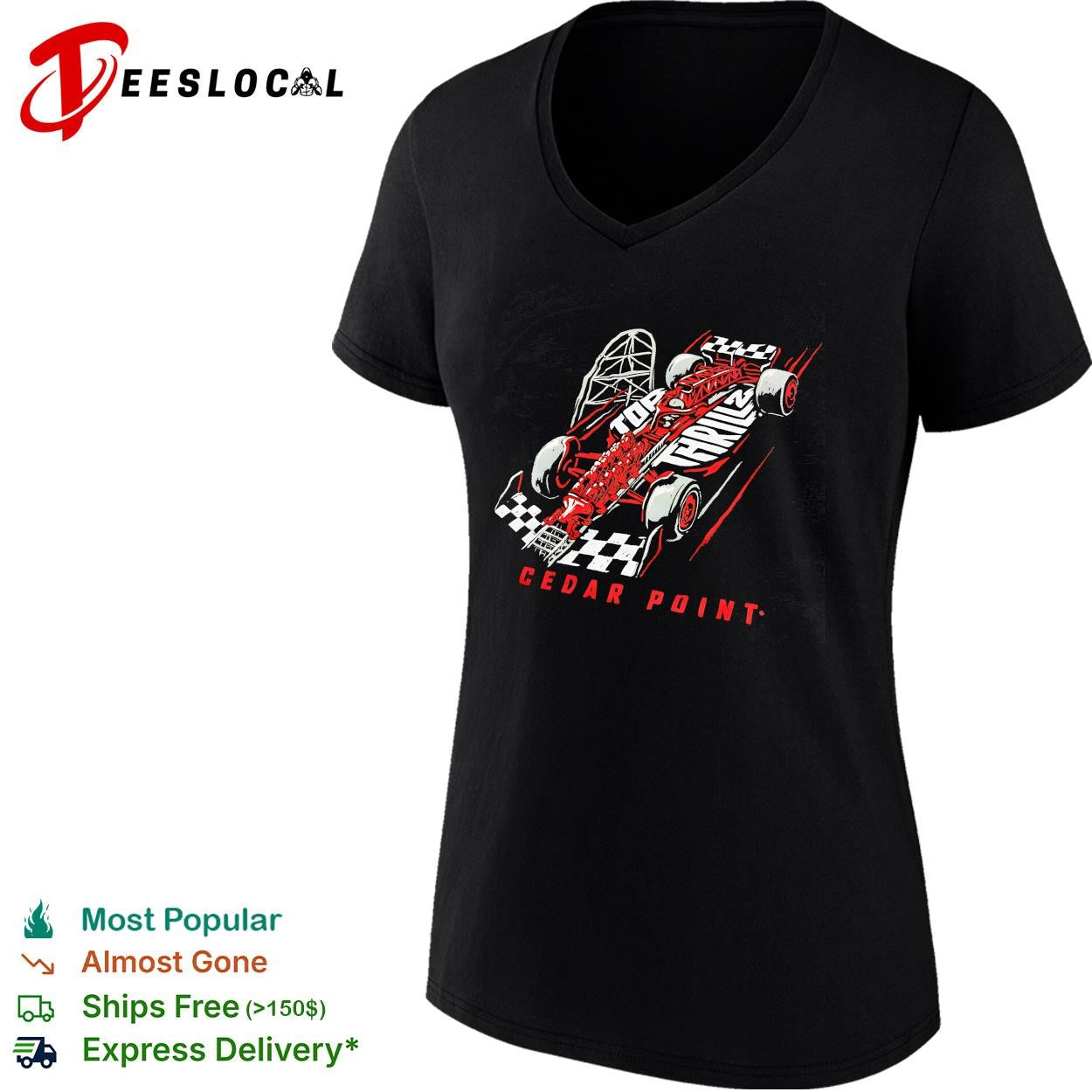 Cedar Point Top Thrill 2 race car roller coaster shirt