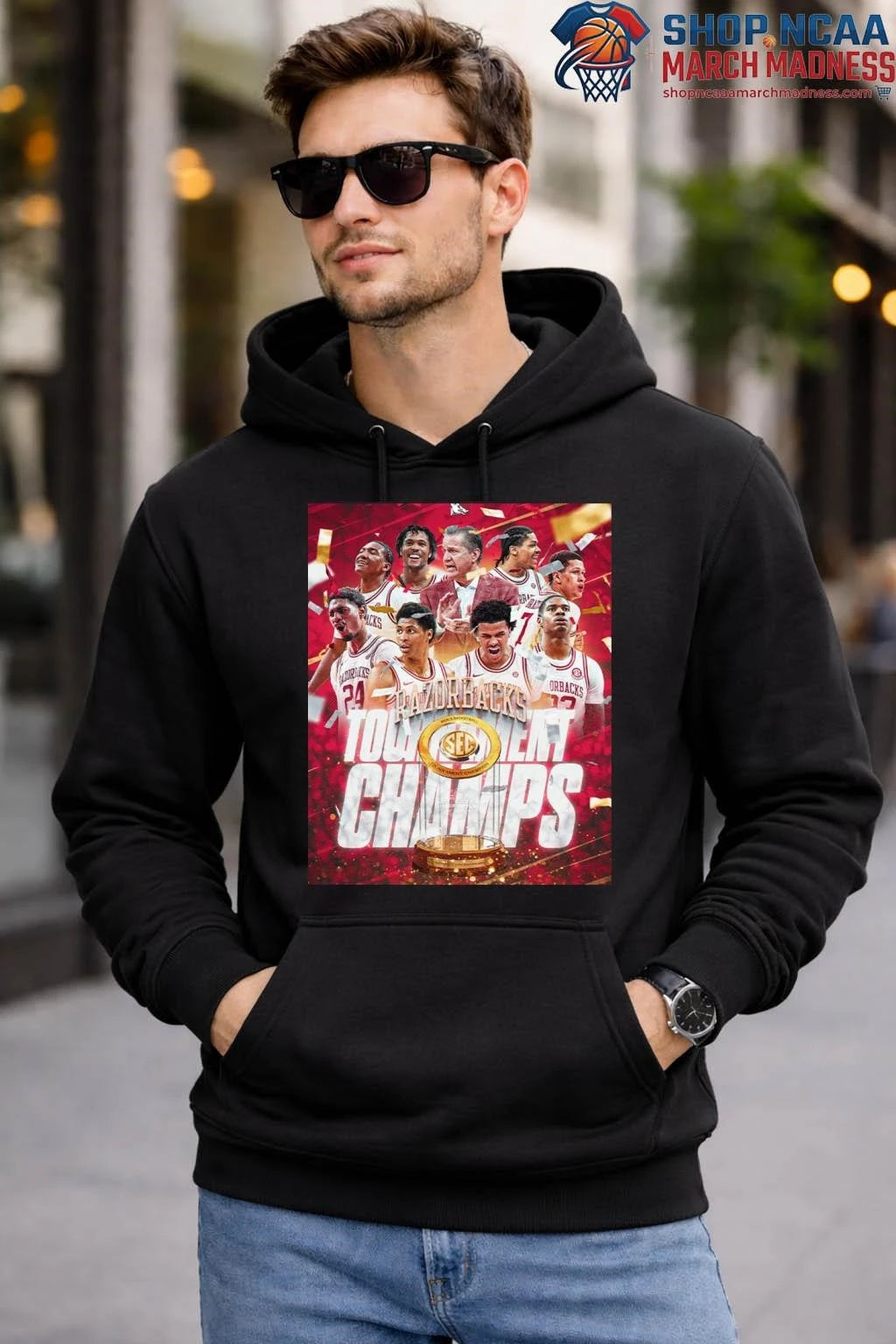 Celebrate Arkansas Razorbacks Men’s Basketball 2026 SEC Tournament Champions T-Shirt Celebrate Arkansas Razorbacks Shirt
