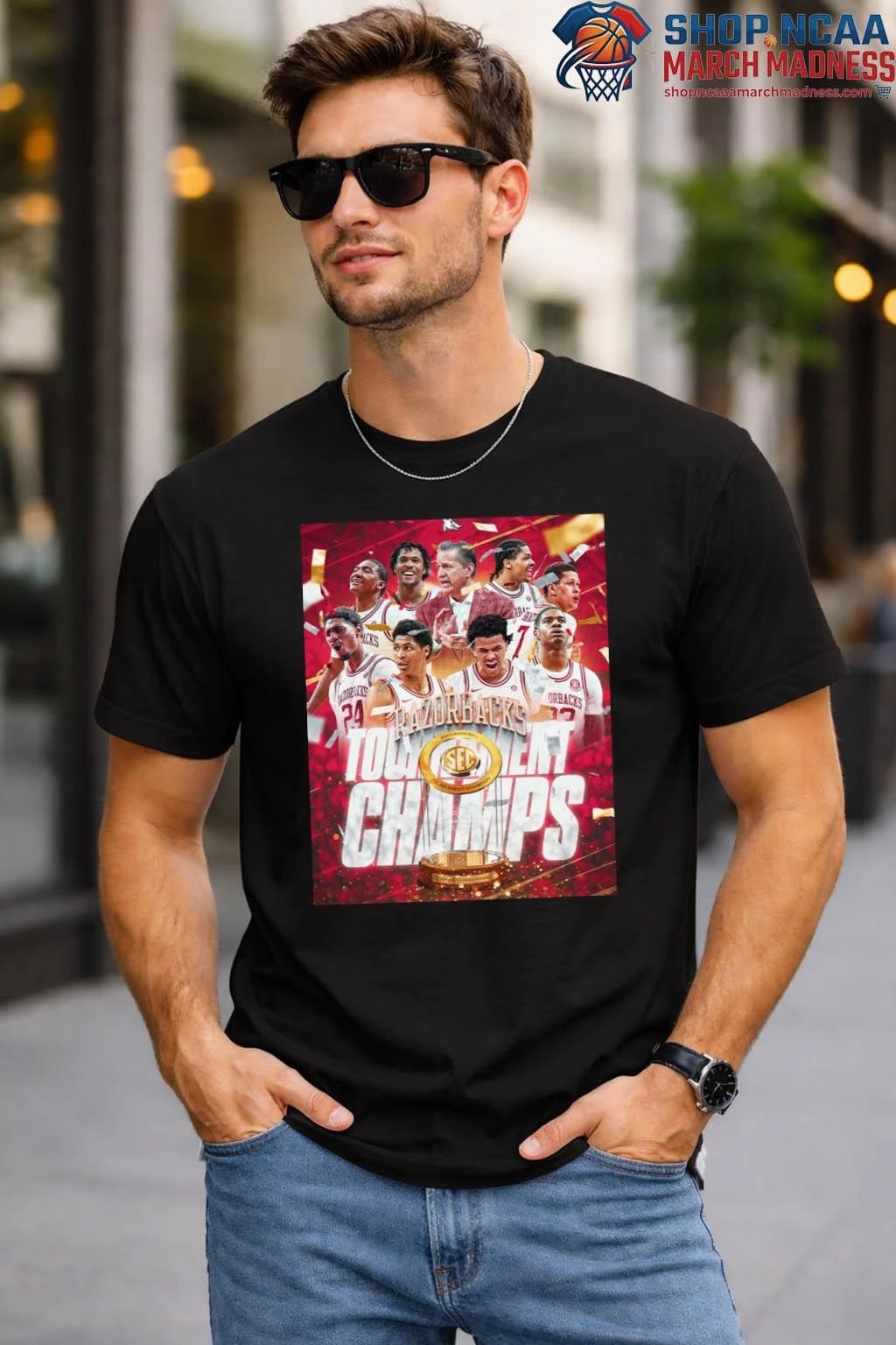 Celebrate Arkansas Razorbacks Men’s Basketball 2026 SEC Tournament Champions T-Shirt Celebrate Arkansas Razorbacks Shirt
