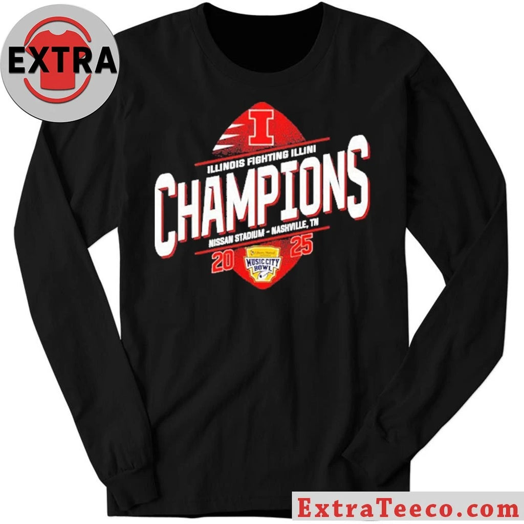 Celebrating the Illinois Fighting Illinois team’s victory at the 2025 Music City Bowl at Nissan Stadium, Nashville, TN Logo T-Shirt